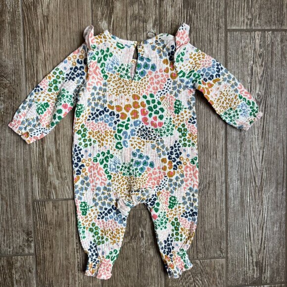 Mud Pie Baby Girl Cotton Rompers Set of 2 3-6M 6-9M Polka Dot Long Sleeve Ruffle - Picture 2 of 9